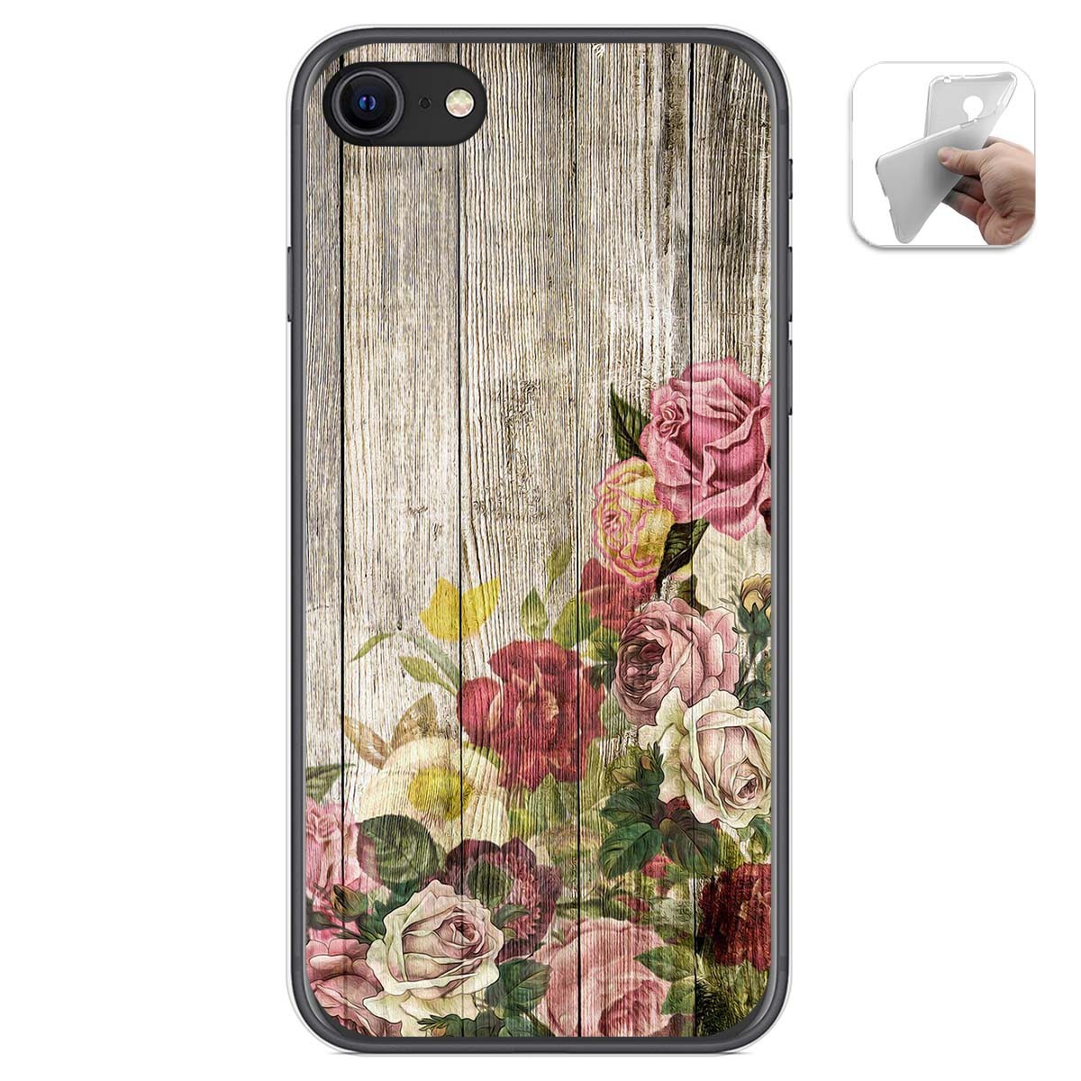 Funda Gel Tpu para Iphone SE 2020 diseño Madera 08 Dibujos