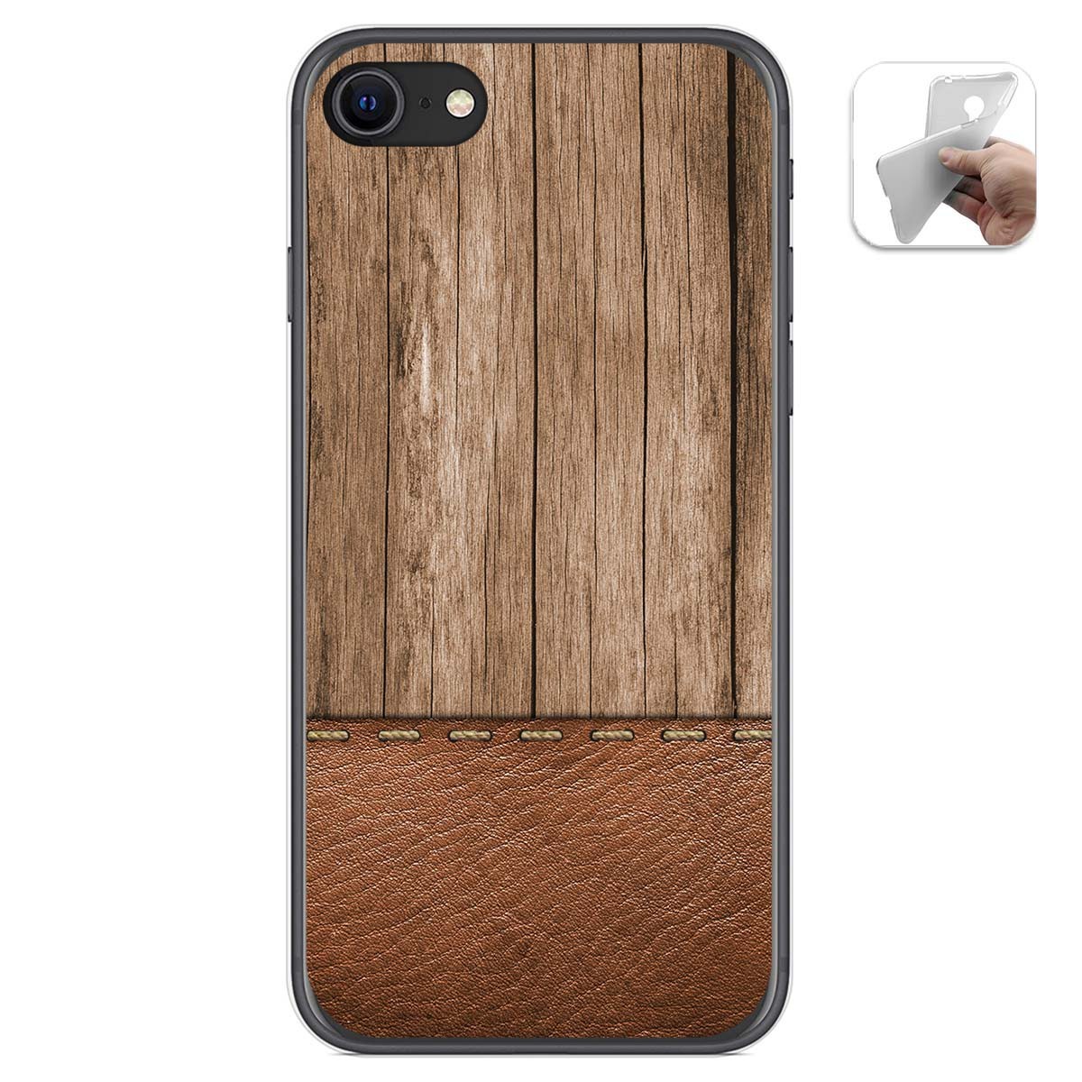 Funda Gel Tpu para Iphone SE 2020 diseño Madera 09 Dibujos