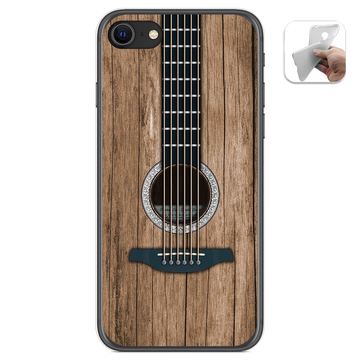 Funda Gel Tpu para Iphone SE 2020 diseño Madera 11 Dibujos