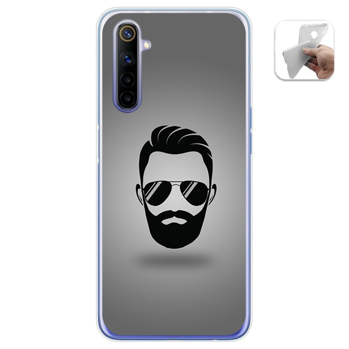 Funda Gel Tpu para Realme 6 diseño Barba Dibujos