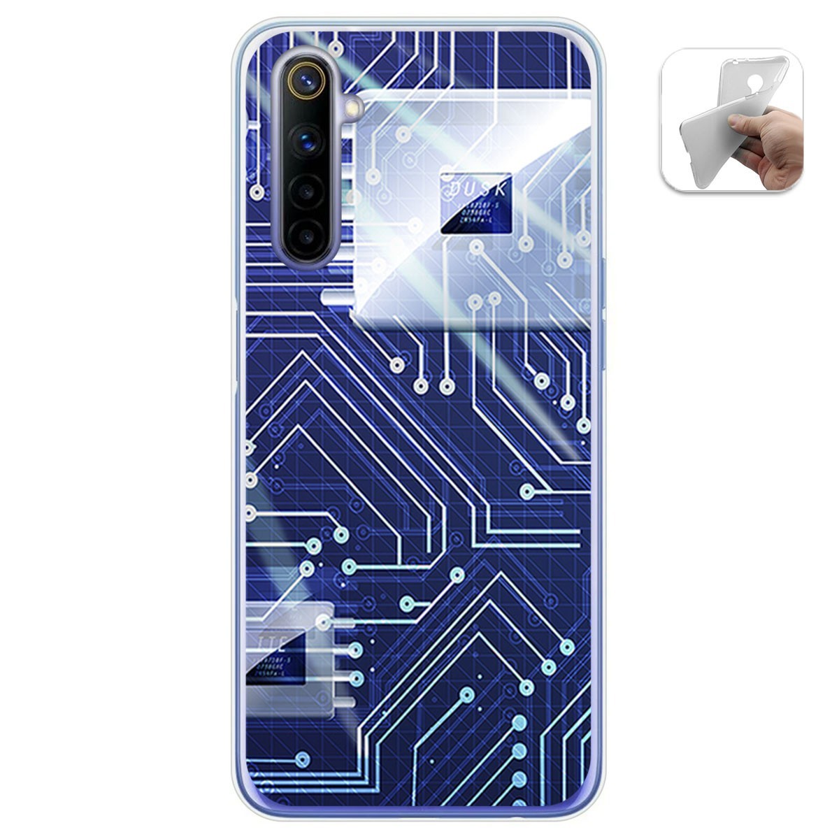 Funda Gel Tpu para Realme 6 diseño Circuito Dibujos