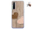 Funda Gel Tpu para Realme 6 diseño Corazones Madera Dibujos