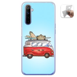Funda Gel Tpu para Realme 6 diseño Furgoneta Dibujos