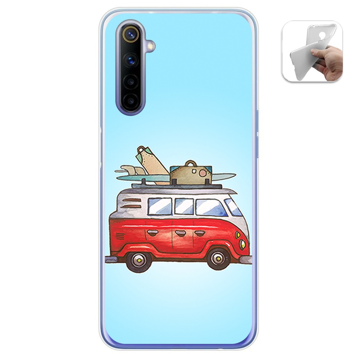 Funda Gel Tpu para Realme 6 diseño Furgoneta Dibujos