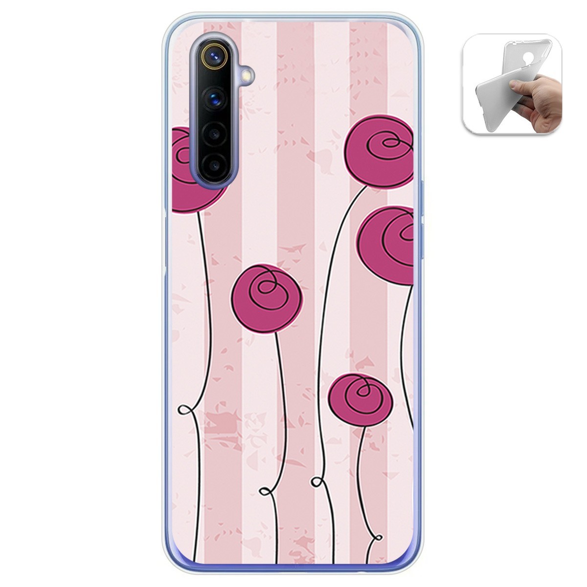Funda Gel Tpu para Realme 6 diseño Flores Vintage Dibujos