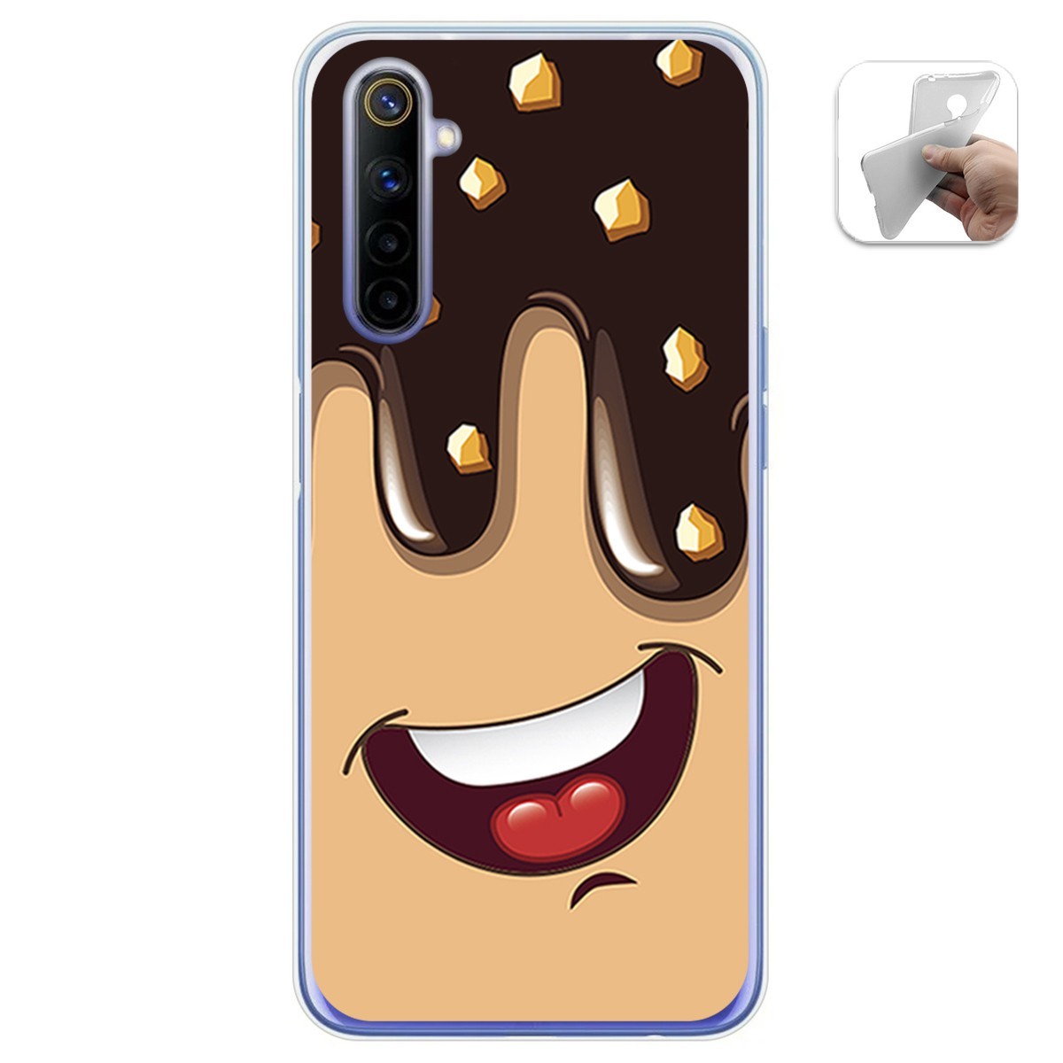 Funda Gel Tpu para Realme 6 diseño Helado Chocolate Dibujos