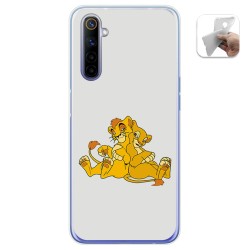 Funda Gel Tpu para Realme 6 diseño Leones Dibujos