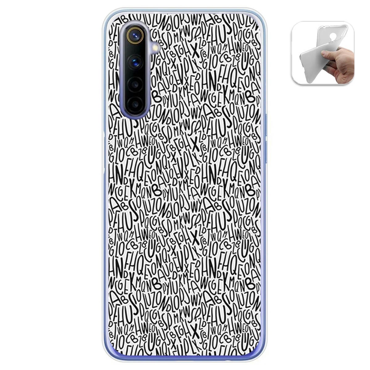 Funda Gel Tpu para Realme 6 diseño Letras Dibujos