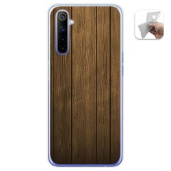 Funda Gel Tpu para Realme 6 diseño Madera Dibujos