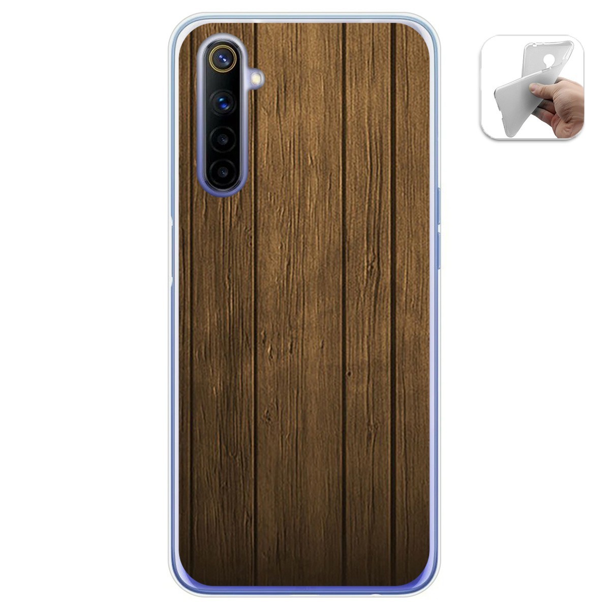 Funda Gel Tpu para Realme 6 diseño Madera Dibujos