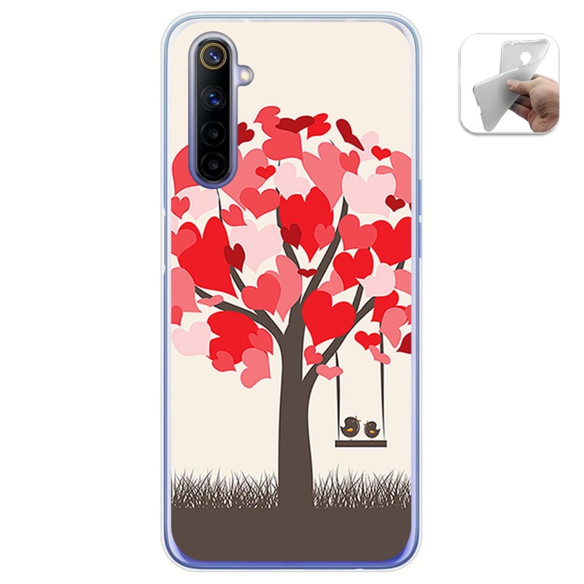 Funda Gel Tpu para Realme 6 diseño Pajaritos Dibujos