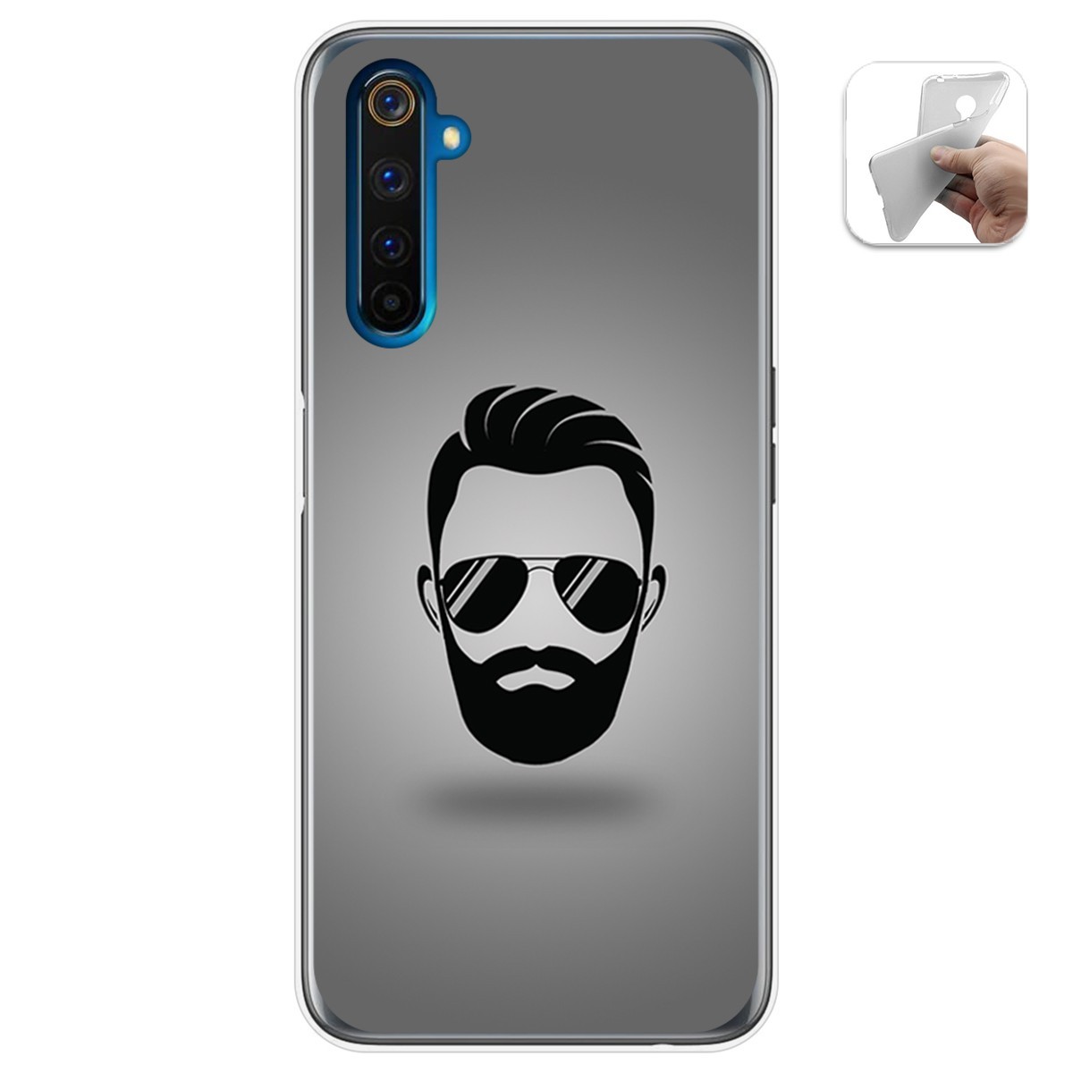 Funda Gel Tpu para Realme 6 Pro diseño Barba Dibujos