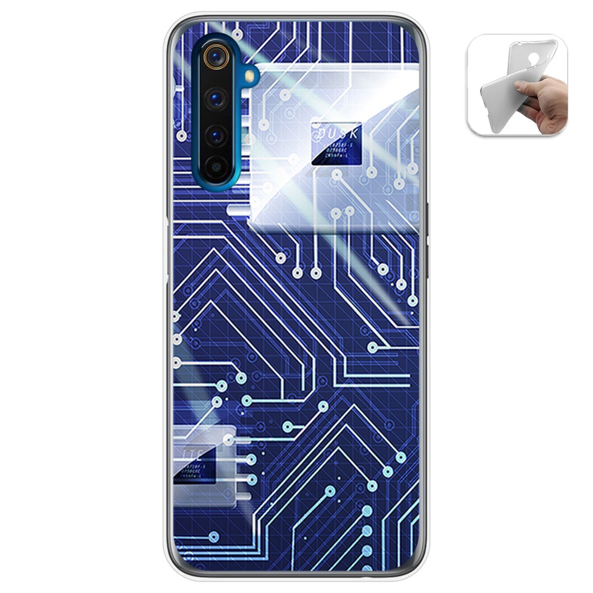 Funda Gel Tpu para Realme 6 Pro diseño Circuito Dibujos