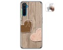 Funda Gel Tpu para Realme 6 Pro diseño Corazones Madera Dibujos