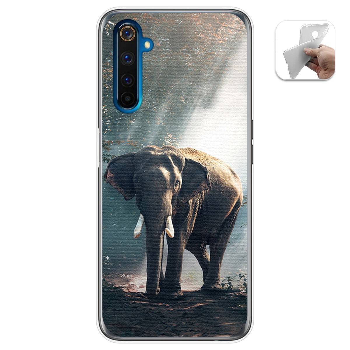Funda Gel Tpu para Realme 6 Pro diseño Elefante Dibujos