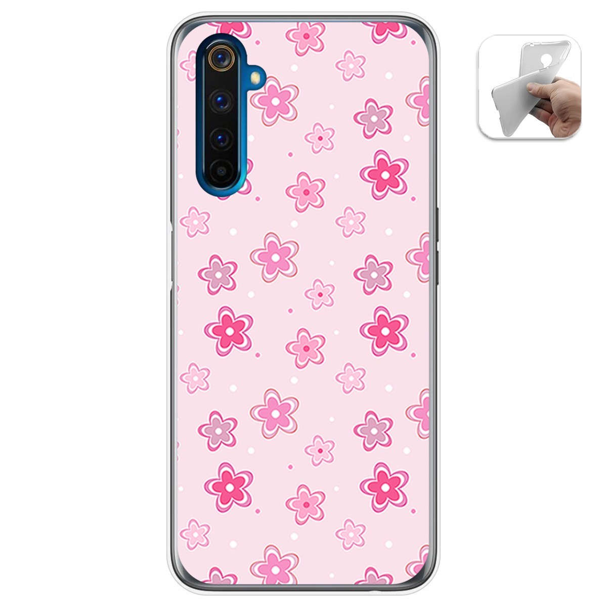 Funda Gel Tpu para Realme 6 Pro diseño Flores Dibujos
