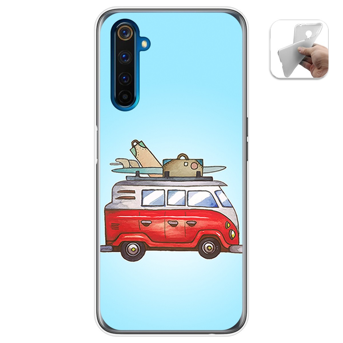 Funda Gel Tpu para Realme 6 Pro diseño Furgoneta Dibujos