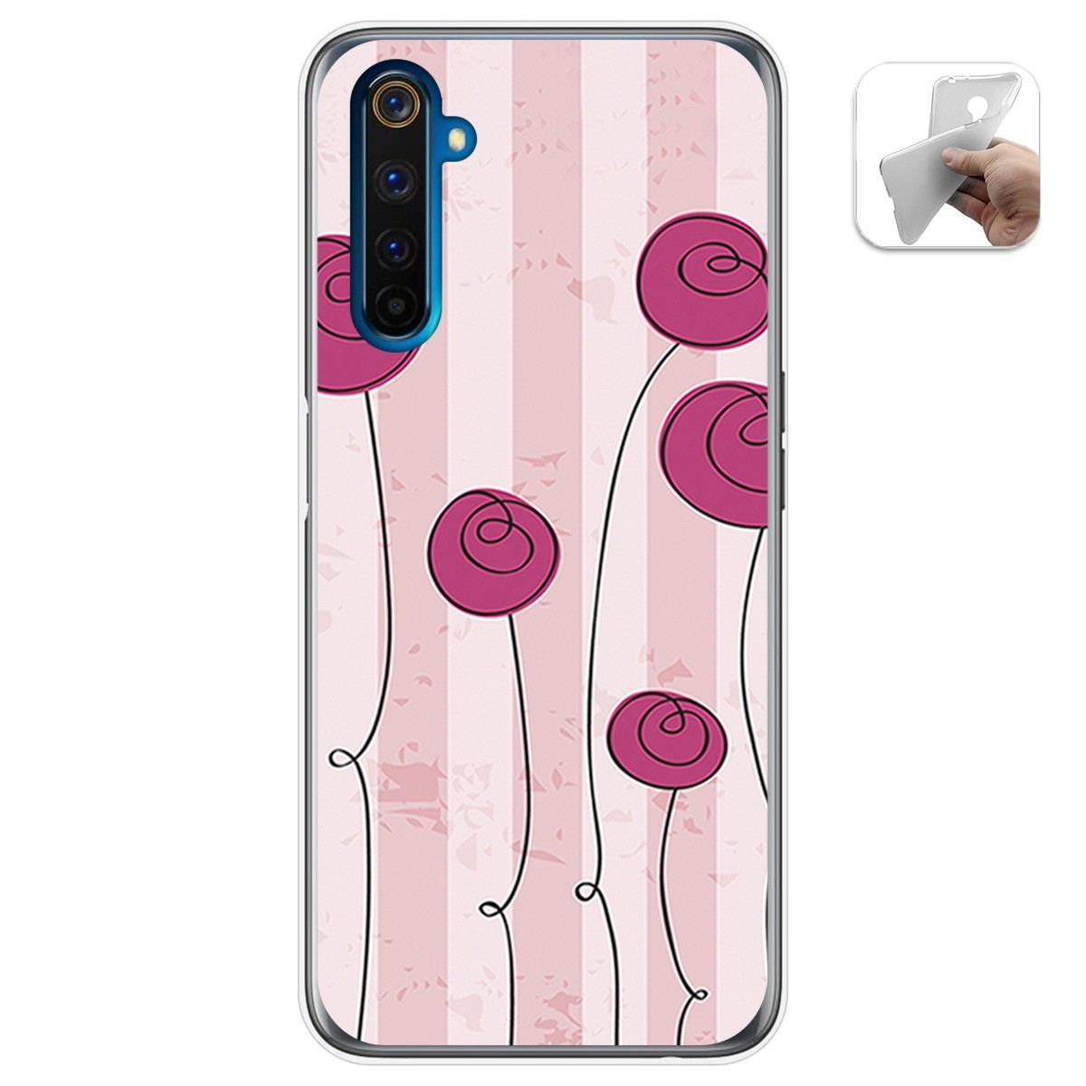 Funda Gel Tpu para Realme 6 Pro diseño Flores Vintage Dibujos