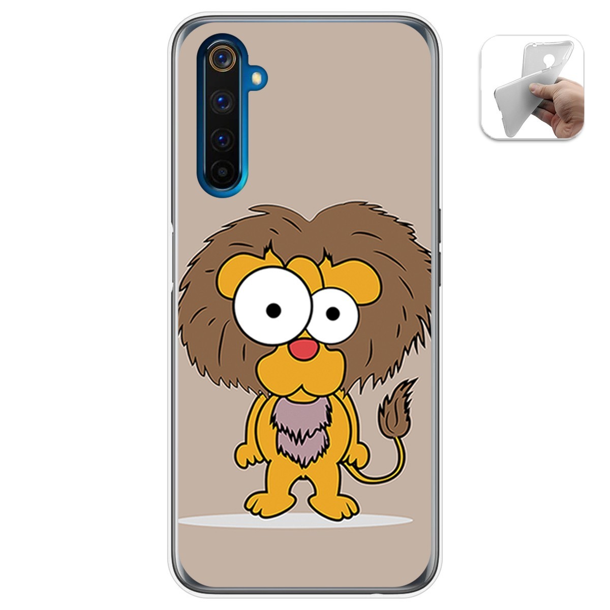 Funda Gel Tpu para Realme 6 Pro diseño Leon Dibujos
