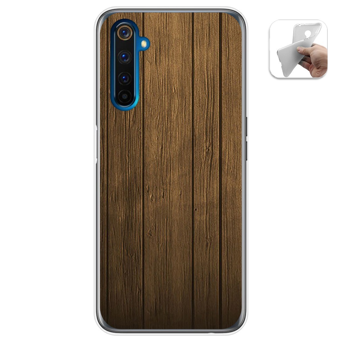 Funda Gel Tpu para Realme 6 Pro diseño Madera Dibujos