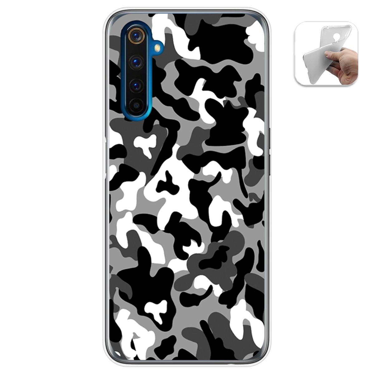 Funda Gel Tpu para Realme 6 Pro diseño Snow Camuflaje Dibujos