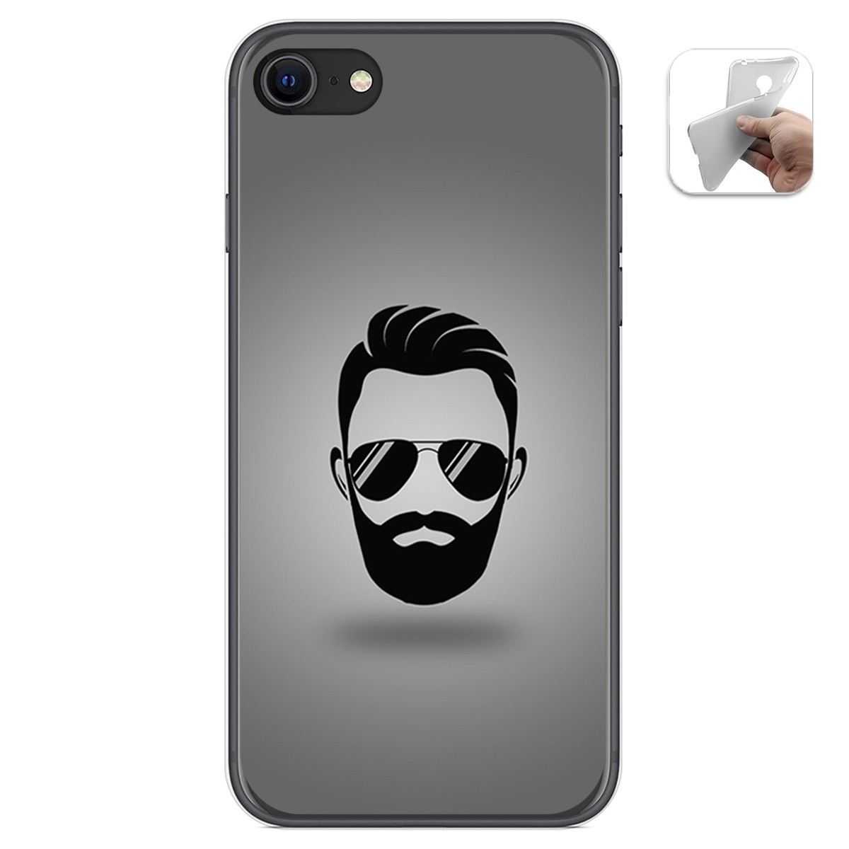Funda Gel Tpu para Iphone SE 2020 diseño Barba Dibujos