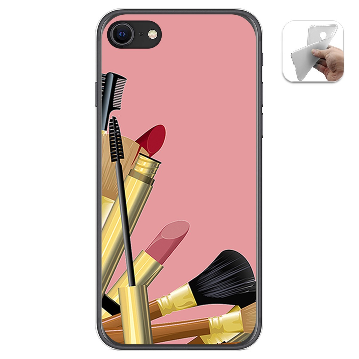 Funda Gel Tpu para Iphone SE 2020 diseño Brochas Dibujos