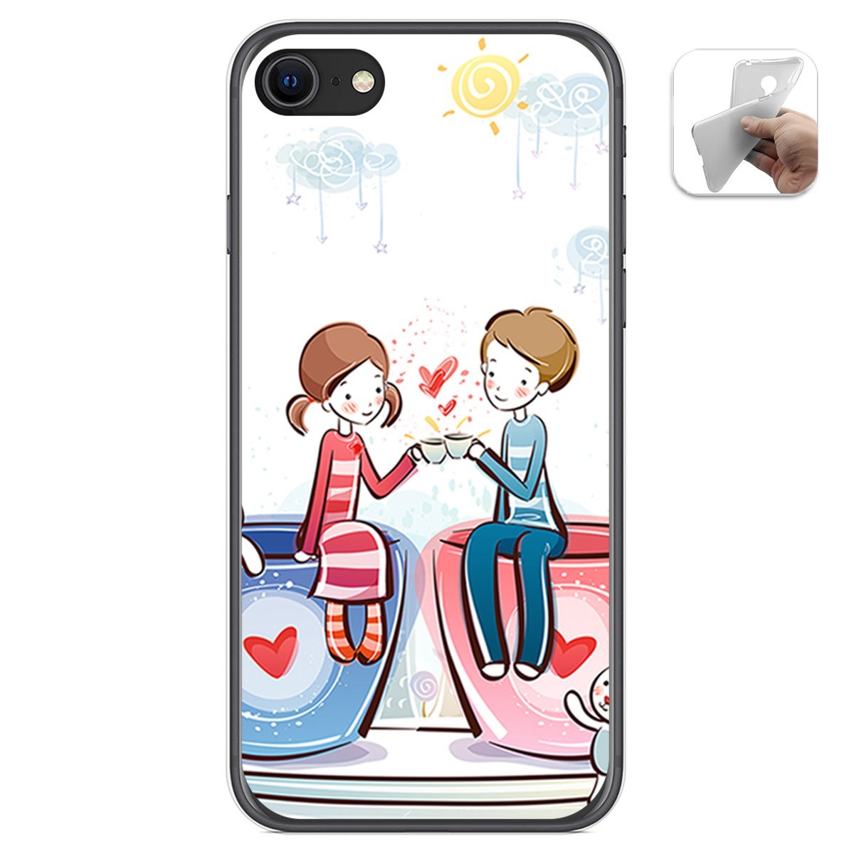 Funda Gel Tpu para Iphone SE 2020 diseño Café Dibujos