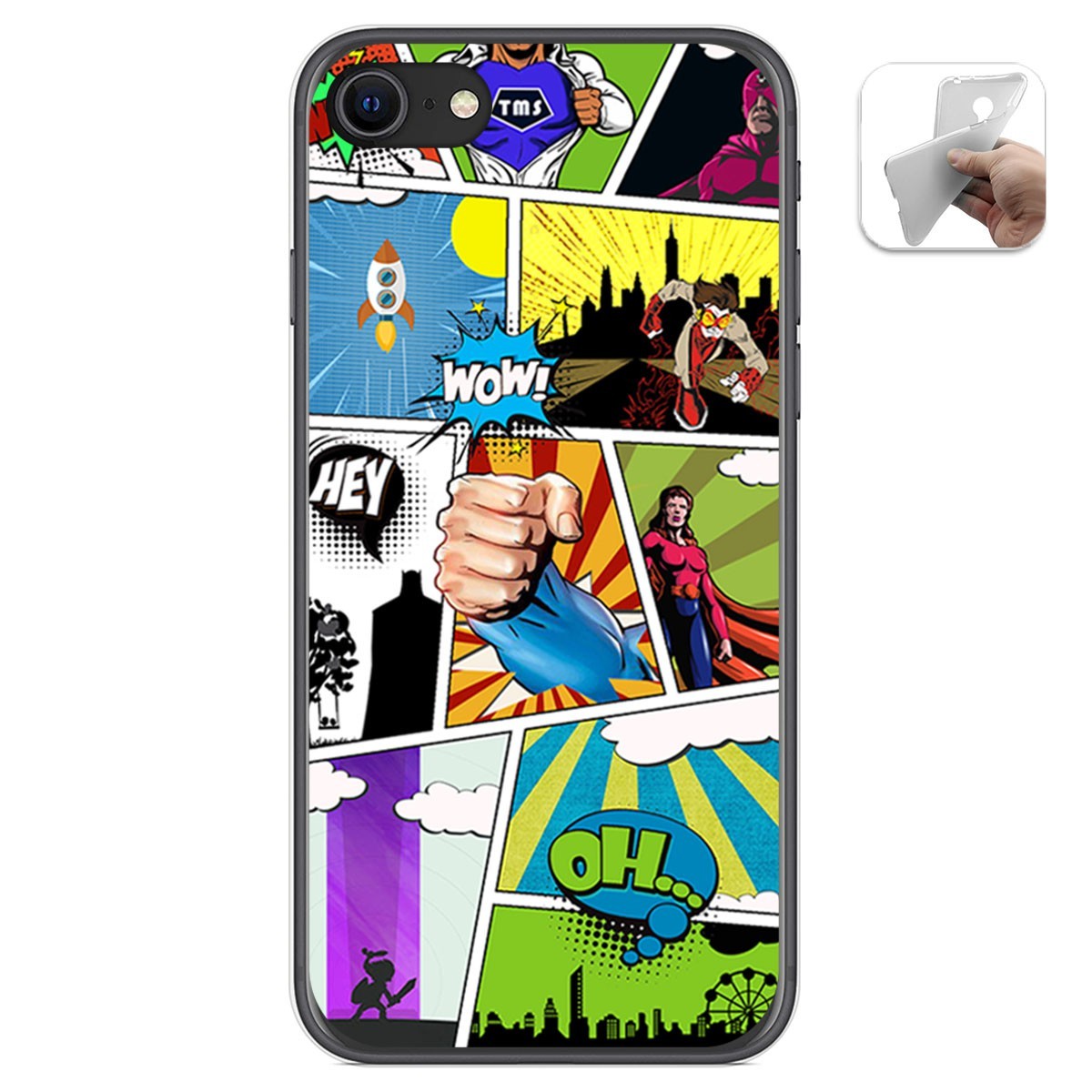 Funda Gel Tpu para Iphone SE 2020 diseño Comic Dibujos