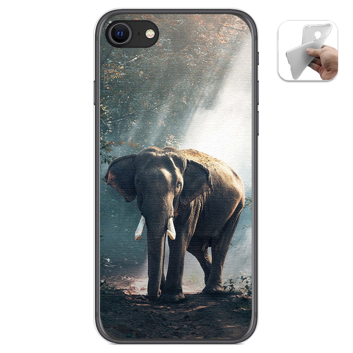 Funda Gel Tpu para Iphone SE 2020 diseño Elefante Dibujos