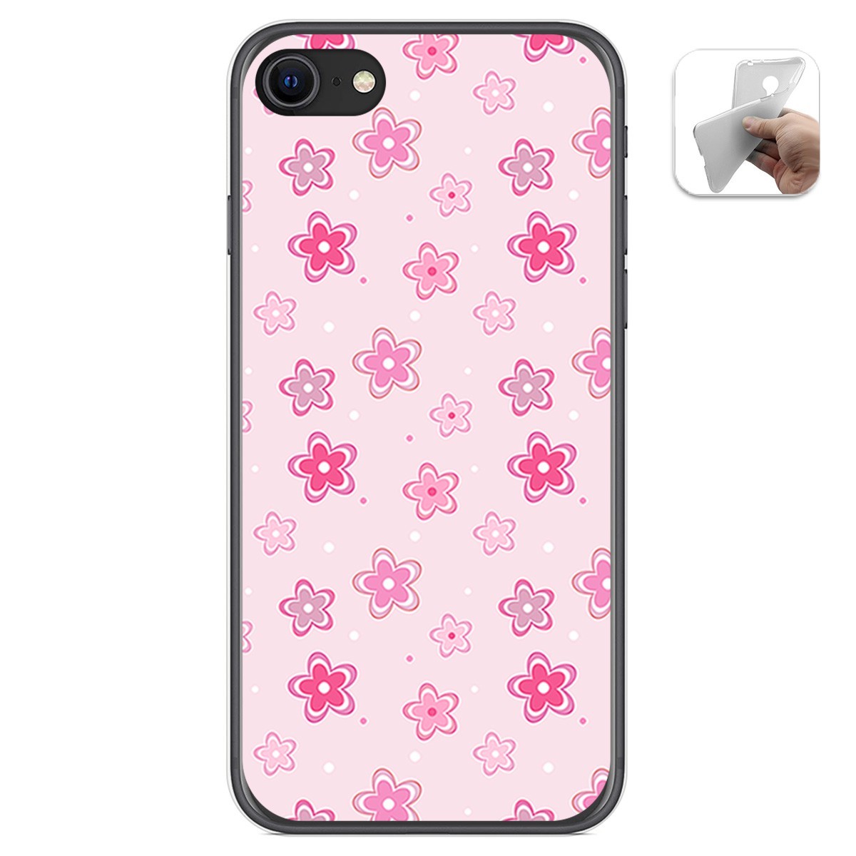 Funda Gel Tpu para Iphone SE 2020 diseño Flores Dibujos