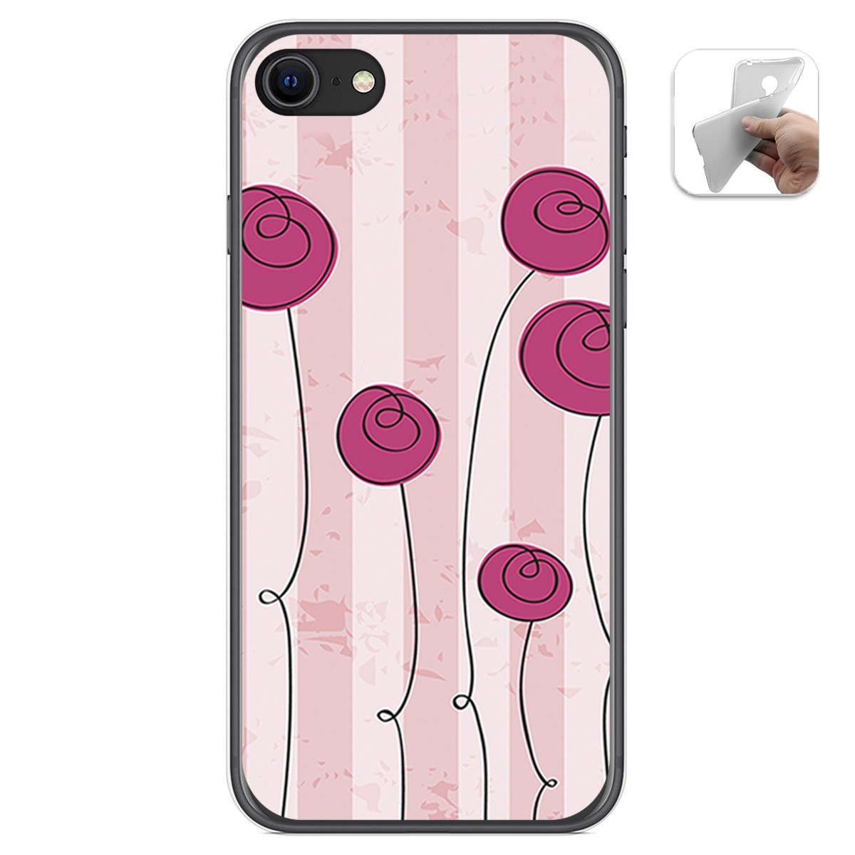 Funda Gel Tpu para Iphone SE 2020 diseño Flores Vintage Dibujos