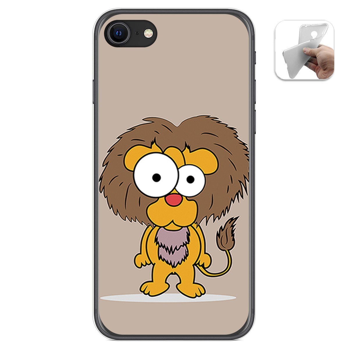 Funda Gel Tpu para Iphone SE 2020 diseño Leon Dibujos
