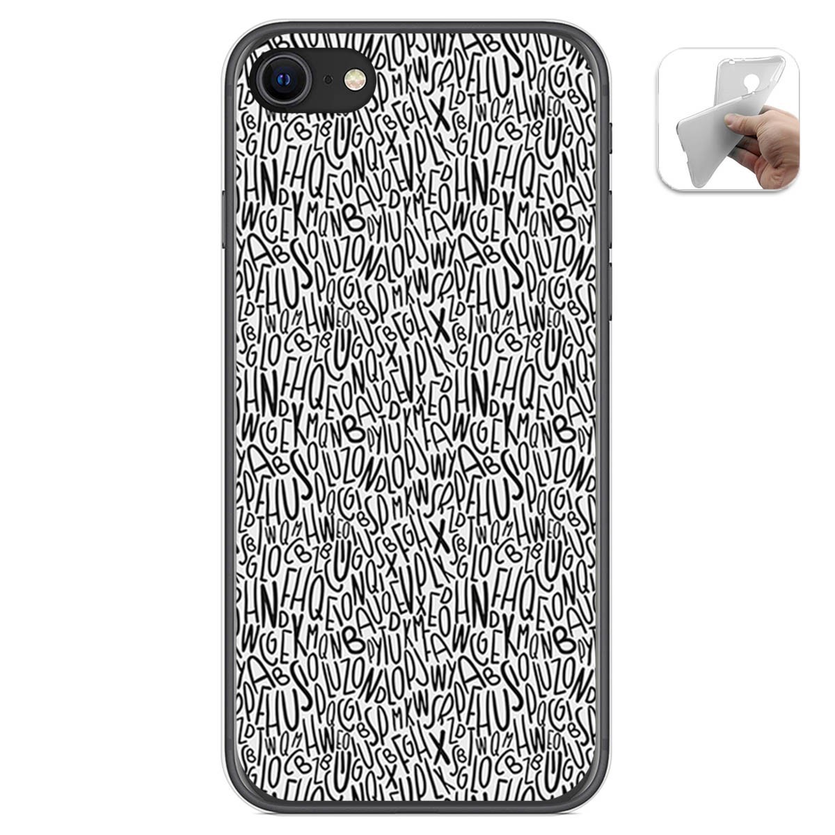 Funda Gel Tpu para Iphone SE 2020 diseño Letras Dibujos