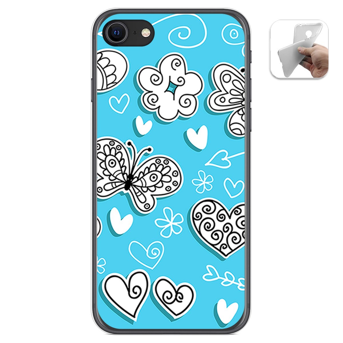 Funda Gel Tpu para Iphone SE 2020 diseño Mariposas Dibujos