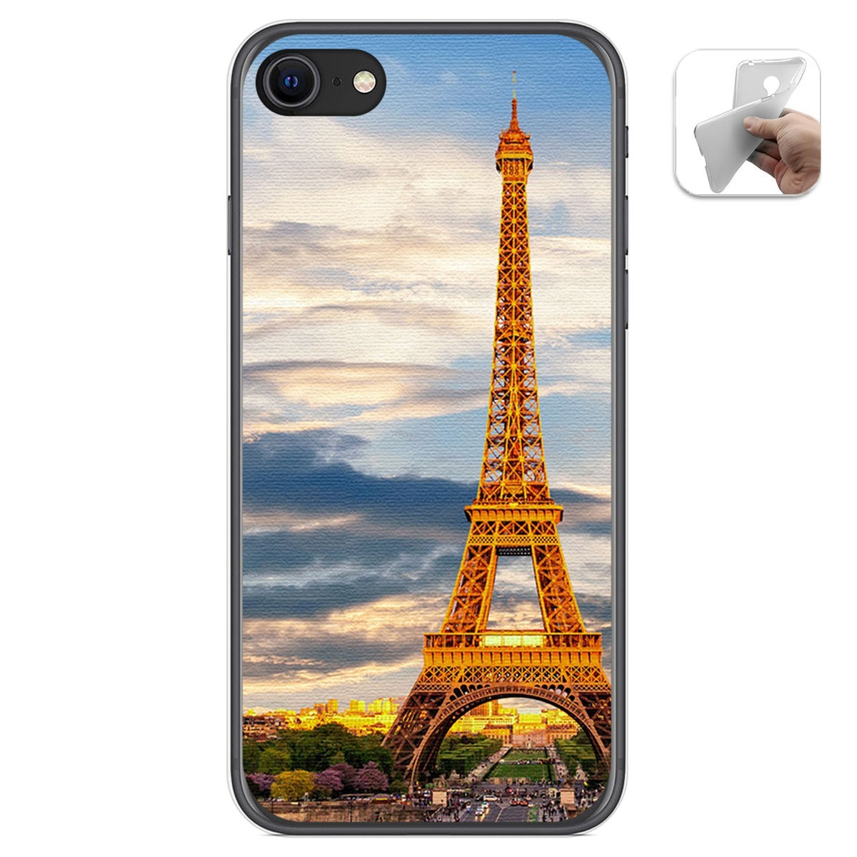 Funda Gel Tpu para Iphone SE 2020 diseño Paris Dibujos
