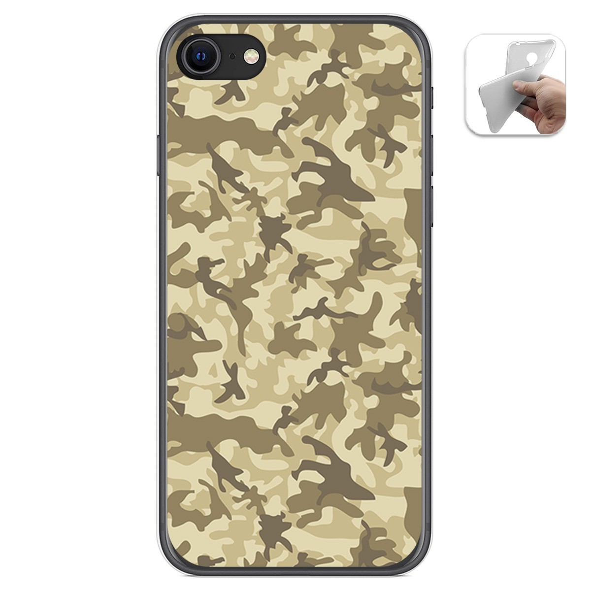 Funda Gel Tpu para Iphone SE 2020 diseño Sand Camuflaje Dibujos