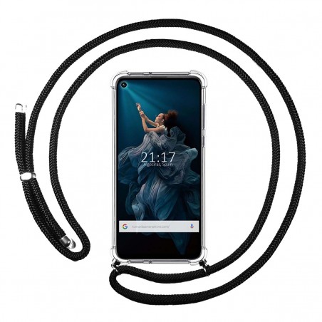 Funda Colgante Transparente para Huawei Honor 20 Pro con Cordon Negro