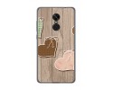 Funda Gel Tpu para Xiaomi Redmi Note 4X / Note 4 Version Global Diseño Corazones Madera Dibujos