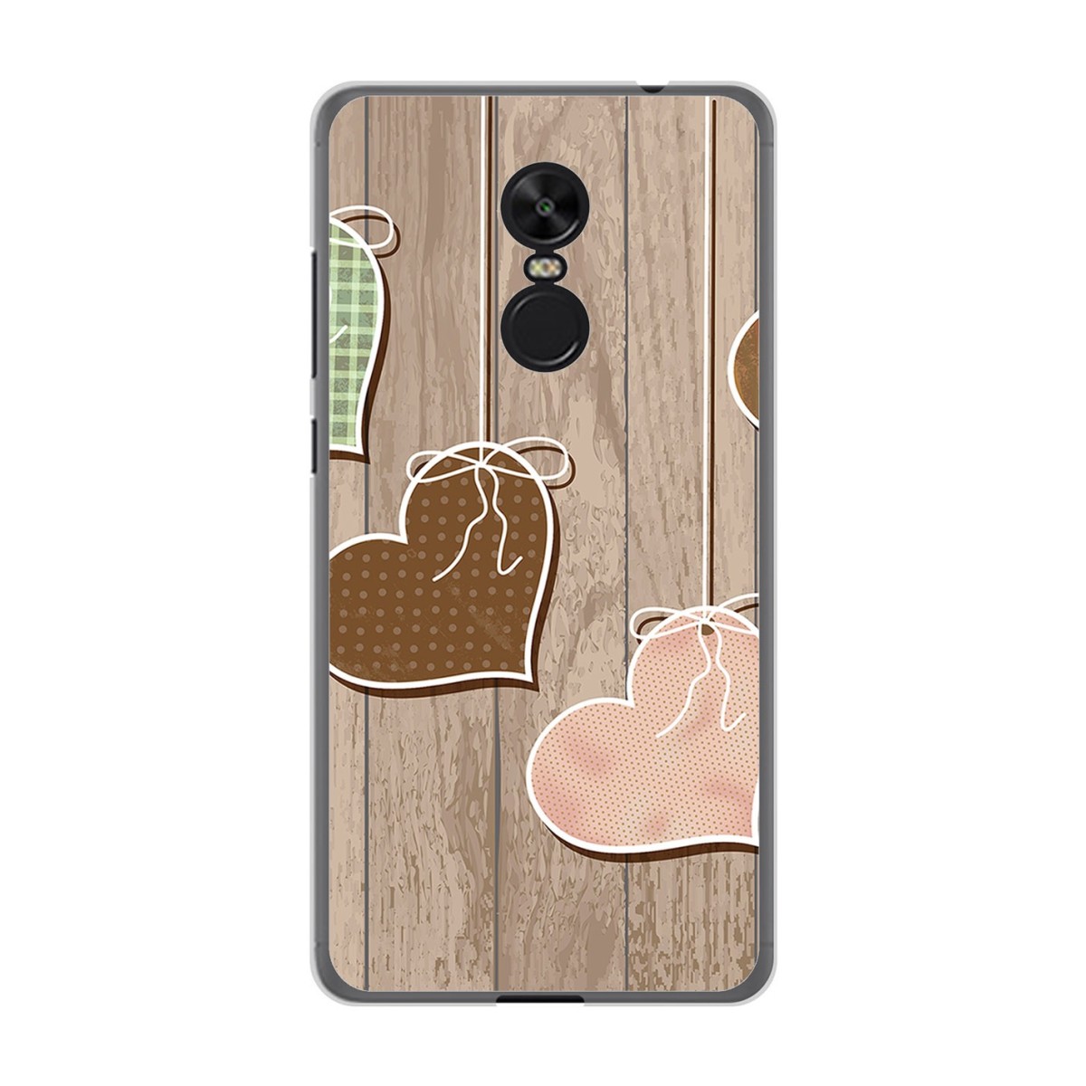 Funda Gel Tpu para Xiaomi Redmi Note 4X / Note 4 Version Global Diseño Corazones Madera Dibujos