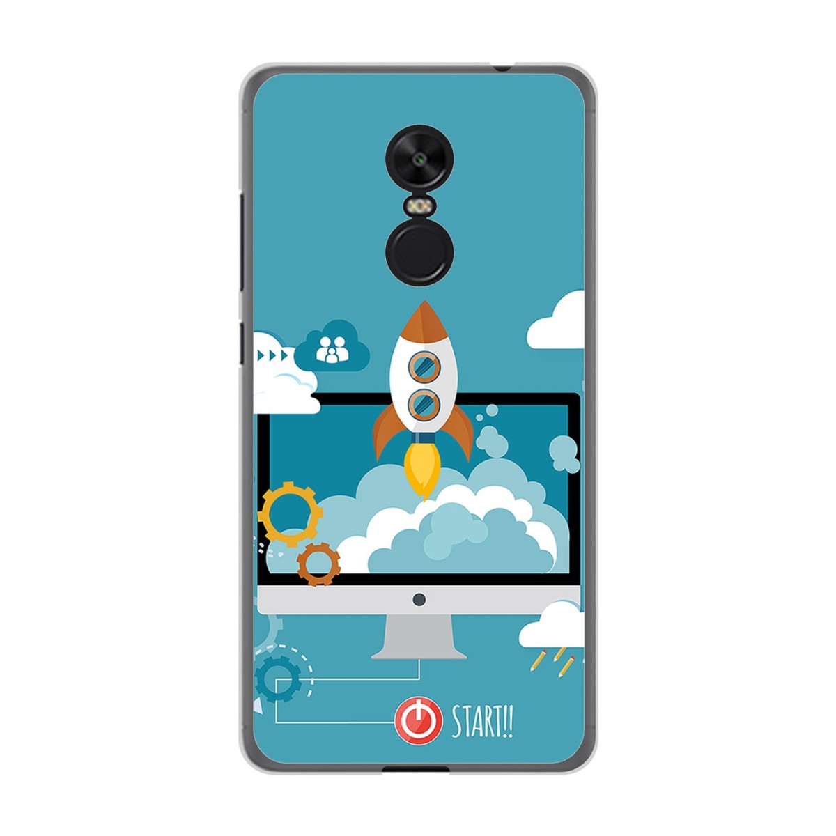 Funda Gel Tpu para Xiaomi Redmi Note 4X / Note 4 Version Global Diseño Cohete Dibujos