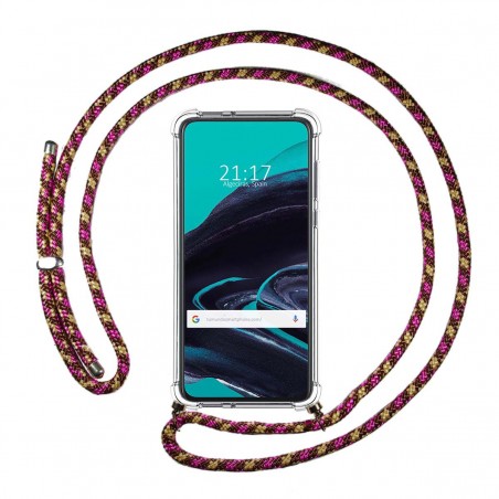 Funda Colgante Transparente para Oppo Reno 2Z con Cordon Rosa / Dorado