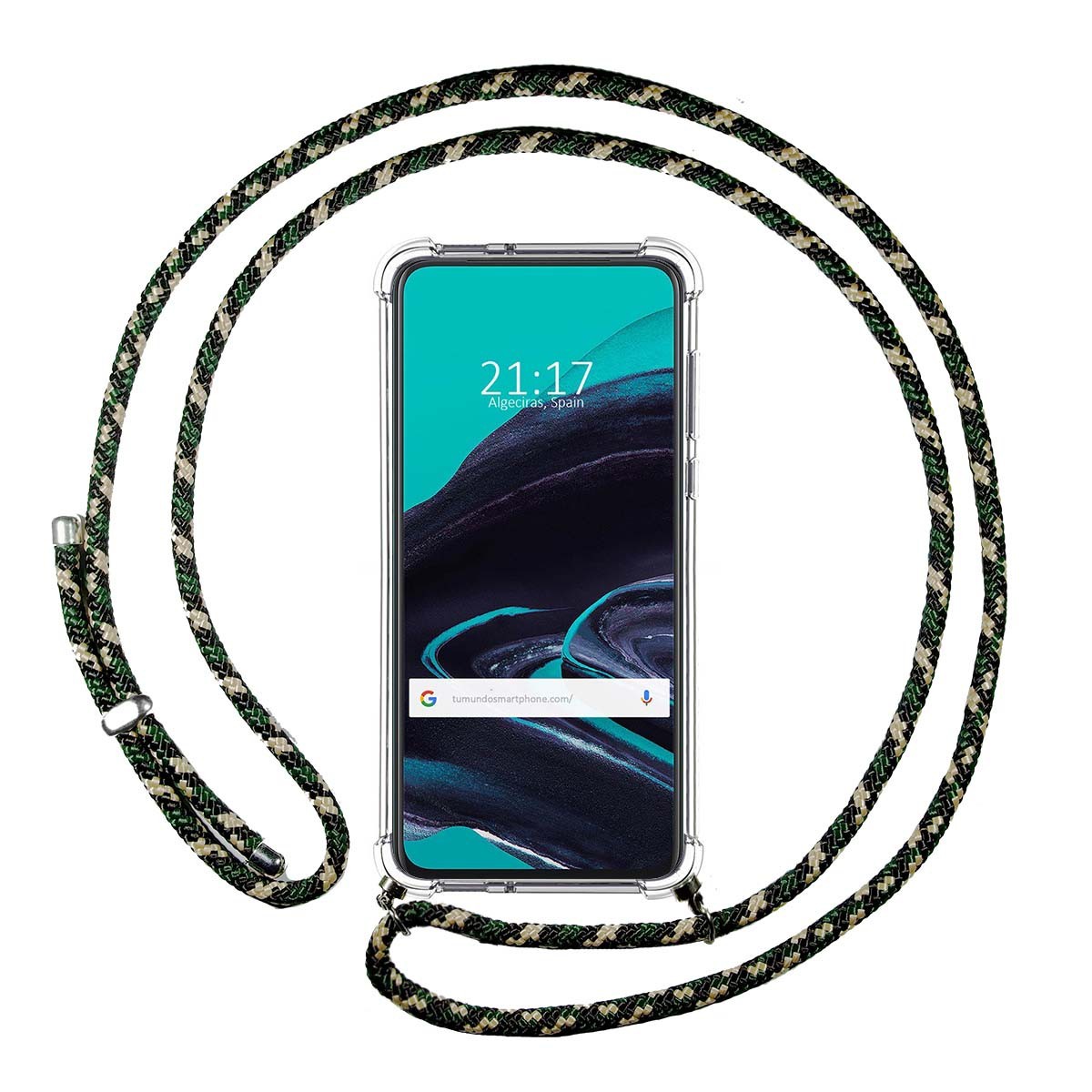 Funda Colgante Transparente para Oppo Reno 2Z con Cordon Verde / Dorado