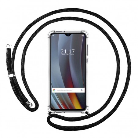 Funda Colgante Transparente para Realme 3 Pro con Cordon Negro