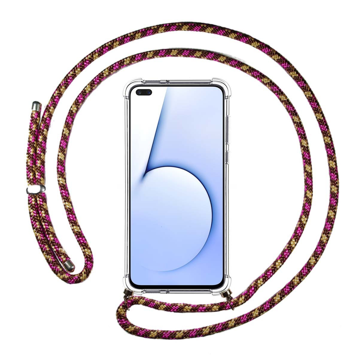 Funda Colgante Transparente para Realme X3 SuperZoom / X50 5G con Cordon Rosa / Dorado
