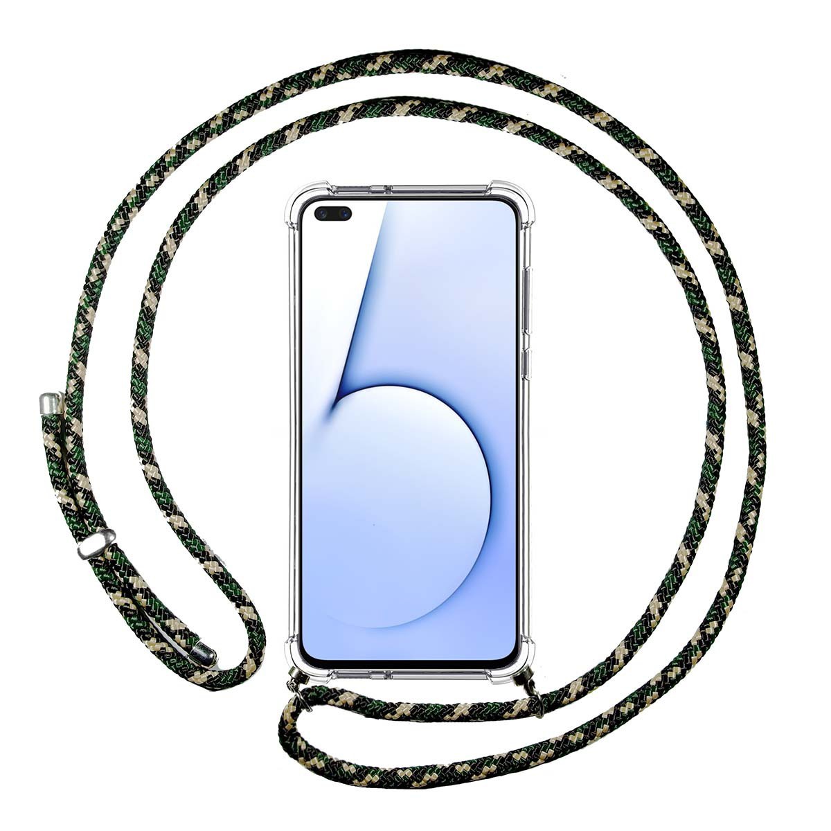 Funda Colgante Transparente para Realme X3 SuperZoom / X50 5G con Cordon Verde / Dorado