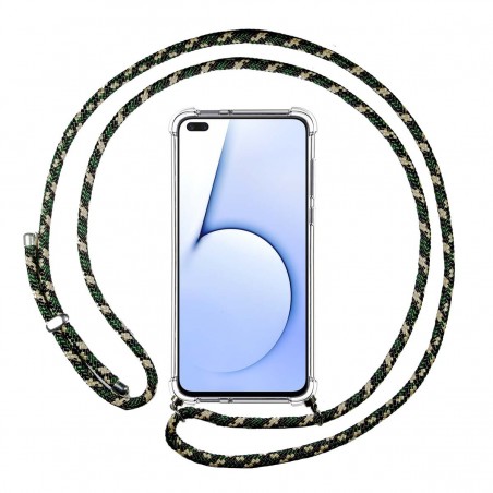 Funda Colgante Transparente para Realme X3 SuperZoom / X50 5G con Cordon Verde / Dorado