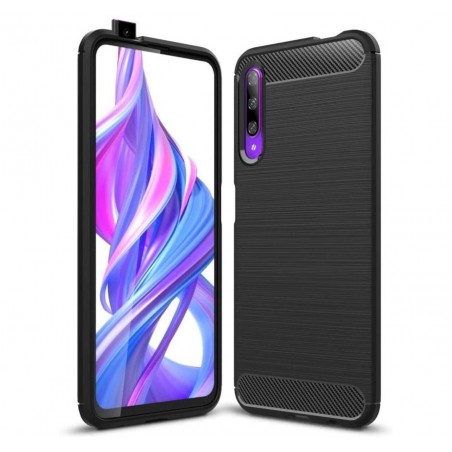 Funda Gel Tpu Tipo Carbon Negra para Huawei P Smart Pro
