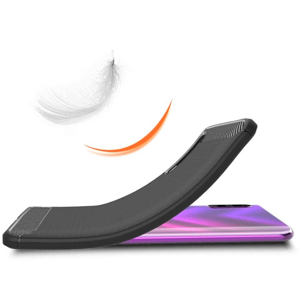 Funda Gel Tpu Tipo Carbon Negra para Huawei P Smart Pro