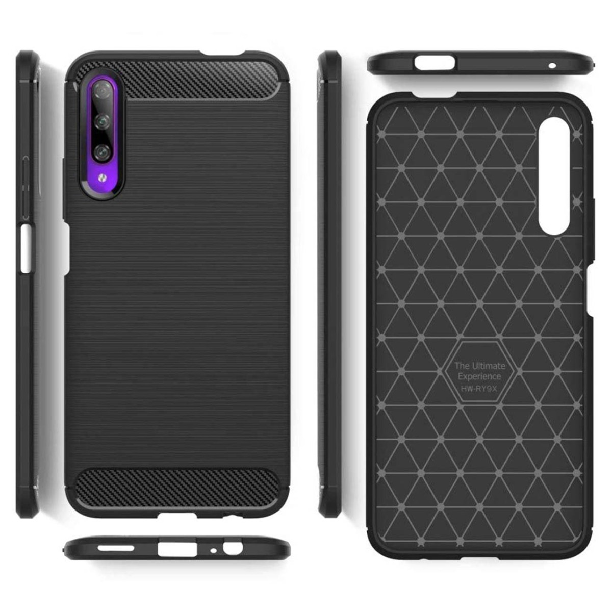 Funda Gel Tpu Tipo Carbon Negra para Huawei P Smart Pro